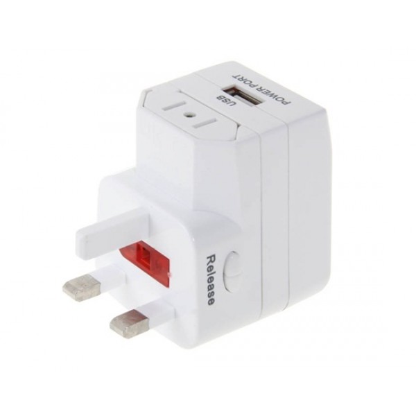 933U AC 3A 250VDC 5V Multifunction USB Adapter Socket (White)