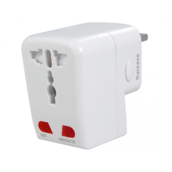 Dual USB Universal World Travel Power Adapter (White)