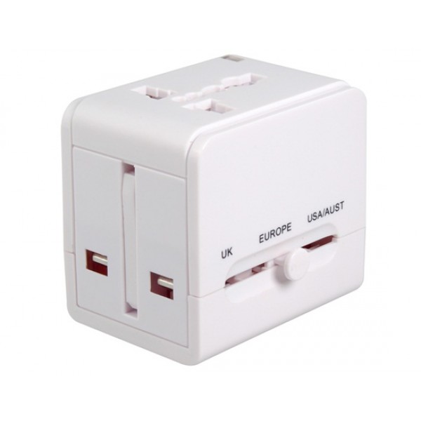 Dual USB Universal World Travel Power Adapter (White)