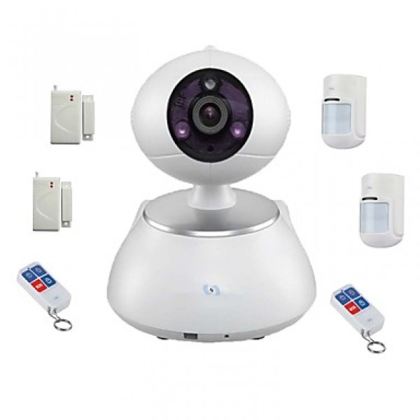 Wireless IP IR PTZ Surveillance Camera with 6pcs Wireless Alarm Detector, Motion Detection, APP SV-VPC2K4