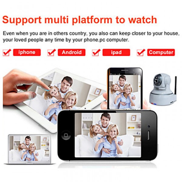 Pan Tilt HD IP Camera SD Card 1.3 Megapixels 720P H.264 P2P Onvif WIFI Remote Monitor