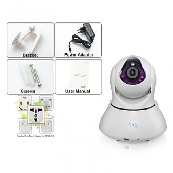 Wireless IR IP PTZ Camera with Door Sensor & 64GB TF card,Motion Detection, P2P Wifi IP Camera Alarm with APP