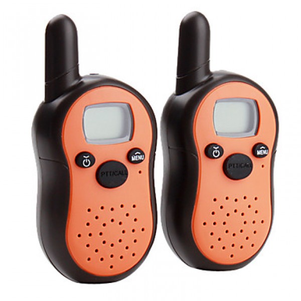 Mini 8-Channel Walkie Talkie (5KM Range, 2-Pack, Orange)